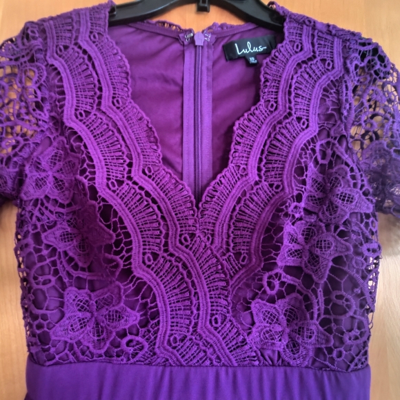 Lulu's Purple 💜 Lace and Chiffon Dress Size XS - Picture 3 of 12